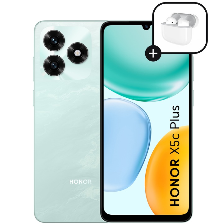HONOR X5c Plus mobiltelefon, Dual SIM, 4GB RAM, 64GB, Ocean Cyan - Honor Choice Earbuds X7e Active fejhallgató mellékelve