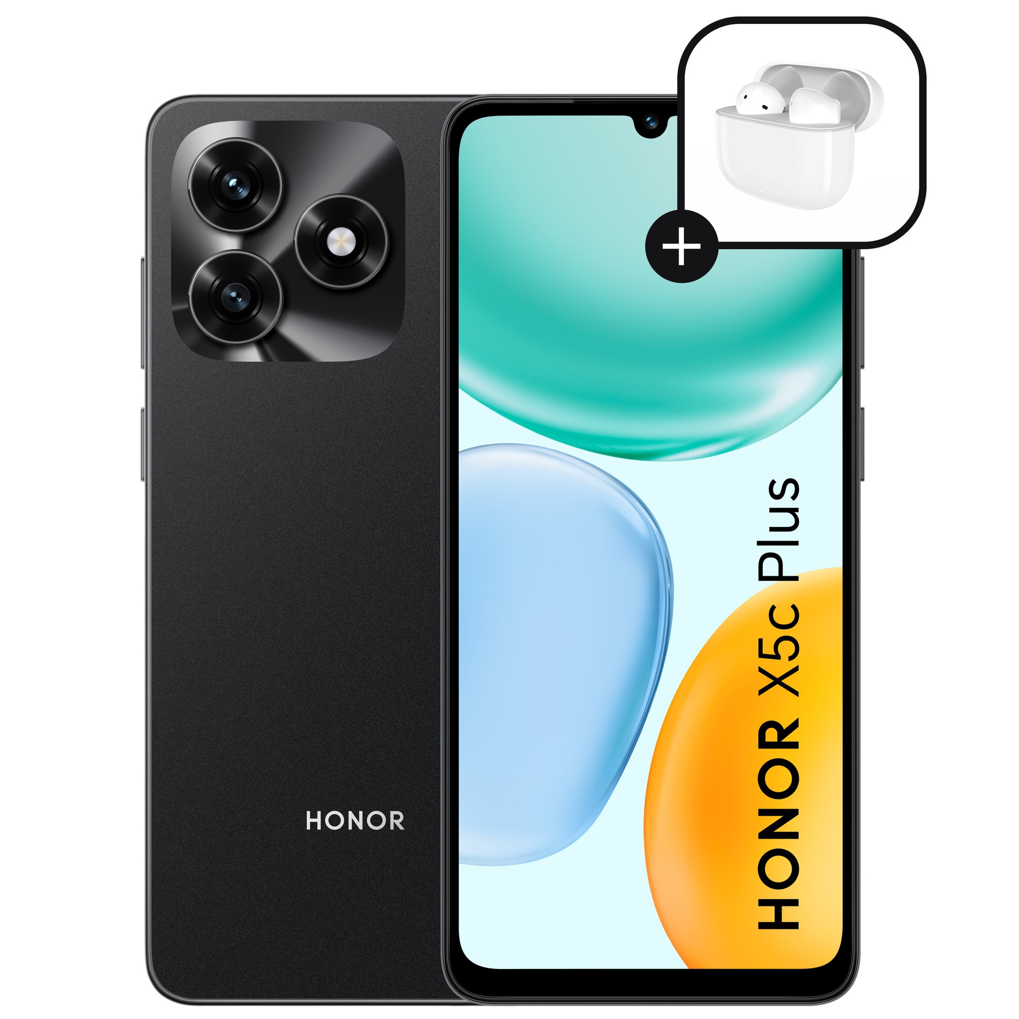 Telefon mobil HONOR X5c Plus, Dual SIM, 4GB RAM, 128GB, Midnight Black - Casti Honor Choice Earbuds X7e Active incluse
