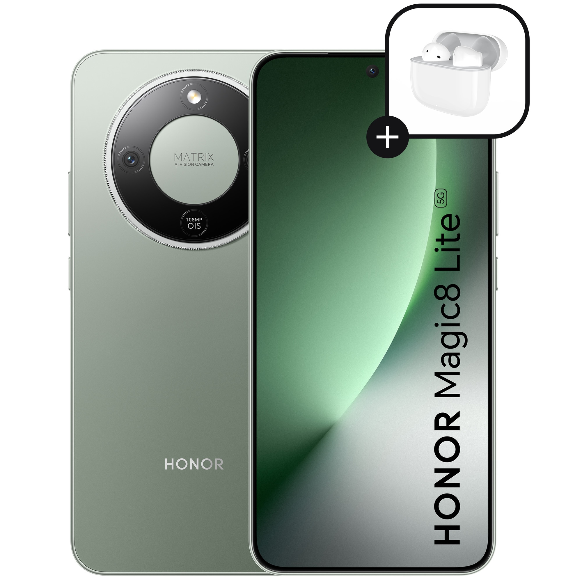 Telefon mobil HONOR Magic 8 Lite, Dual SIM, 8GB RAM, 256GB, Forest Green - Casti Honor Choice Earbuds X7e Active incluse