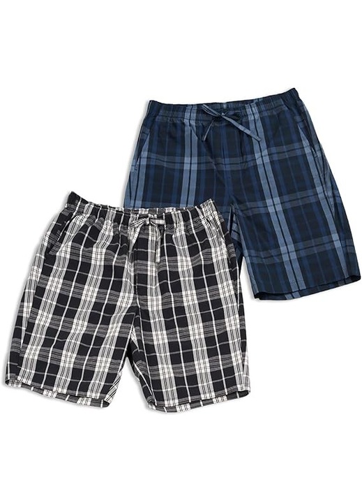 Set 2 Perechi Pantaloni Scurti Pijama Barbati, Lapasa, Model Carouri, Negru si Bleumarin, Marimea S