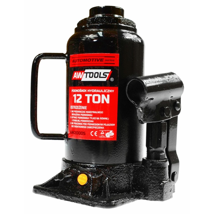 Elevator hidraulic Awtools 12 tone 217x405mm, cu baza din fonta, maner pentru transport