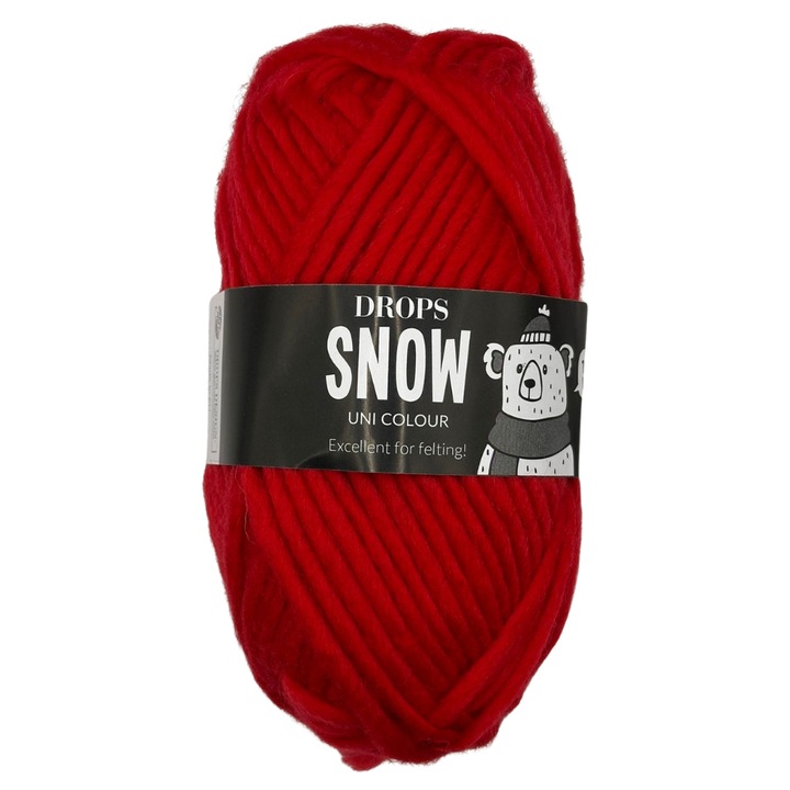 Fir gros DROPS Snow, lana naturala, 50g/50m, rosu aprins, ideal pentru tricotat si felting