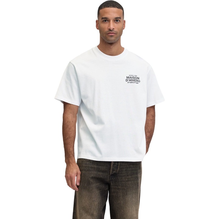 Tricou JACK &JONES Crest Back Print 53473, Alb