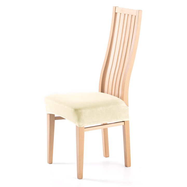 Husa pentru scaun din catifea cu elastic sezut, 190 g/m2, Sento, 40x40x5 cm, crem, 1 buc