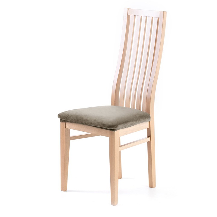 Husa pentru scaun din catifea cu elastic sezut, 190 g/m2, Sento, 40x40x5 cm, bej, 1 buc