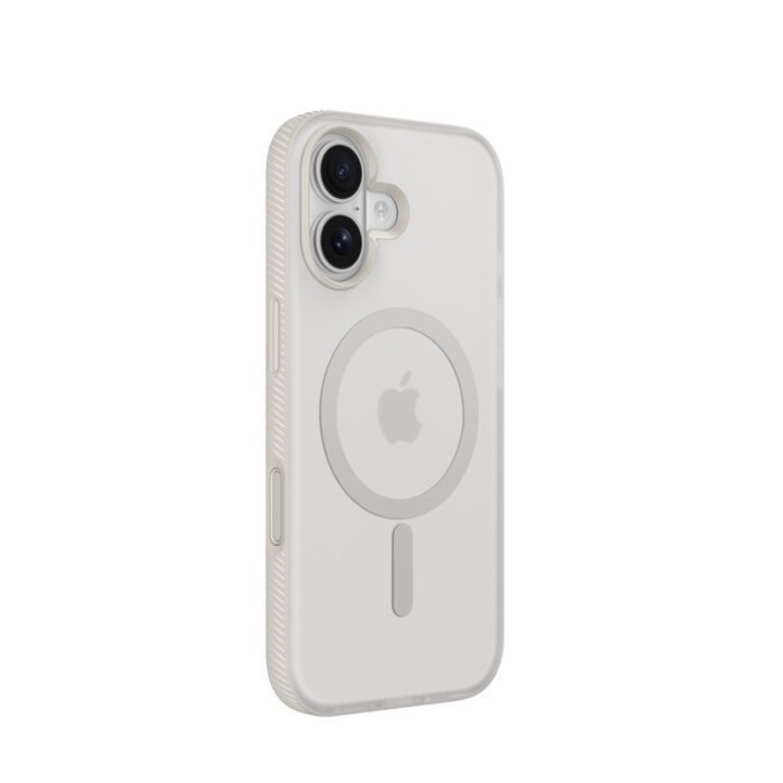 Belkin Grip Series telefontok iPhone 17-hez, homokszín, specifikus méretek.