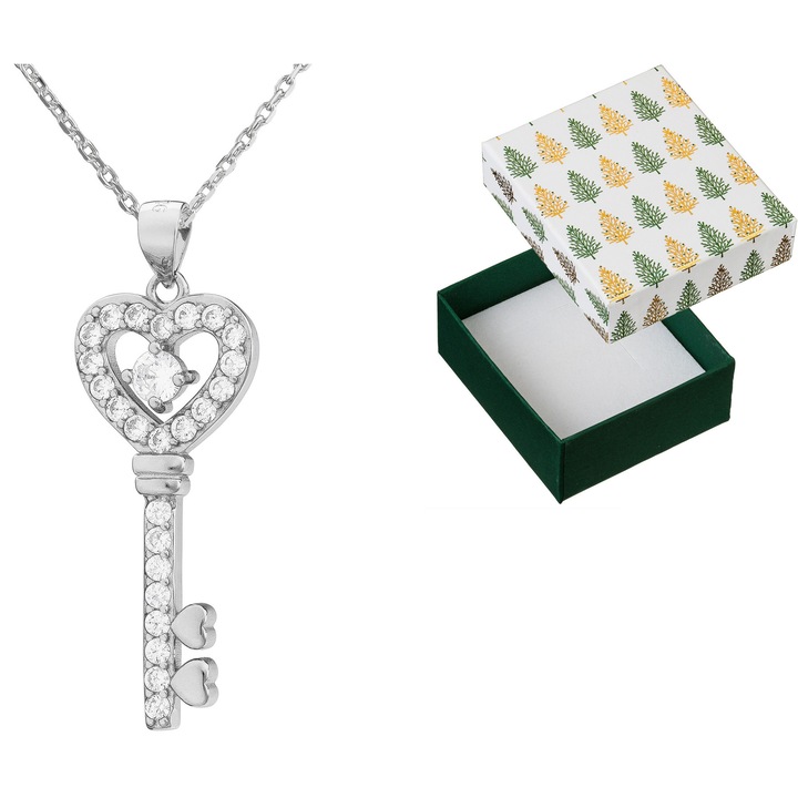 Colier dama, Siju, argint, model minimalist, set cu cutie cadou