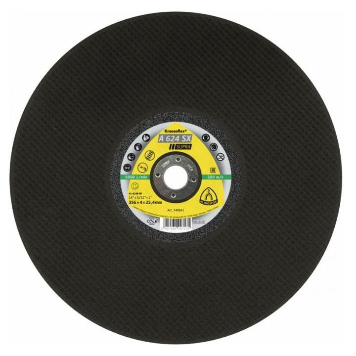 Disc de taiere KLINGSPOR A624SX, 350mm x 4,0mm x 25,4mm, pentru masini cu putere mica, utilizare universala