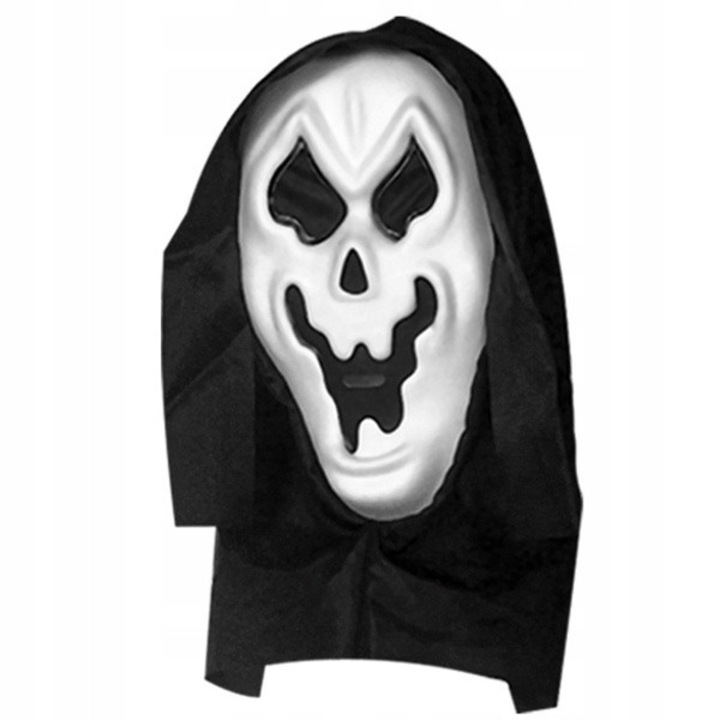 Masca Fantoma cu Gluga Alb-Negru de Halloween