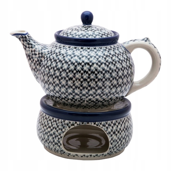 Ceainic Ceramica Boleslawiec 1.2L cu Incalcitor, Handmade