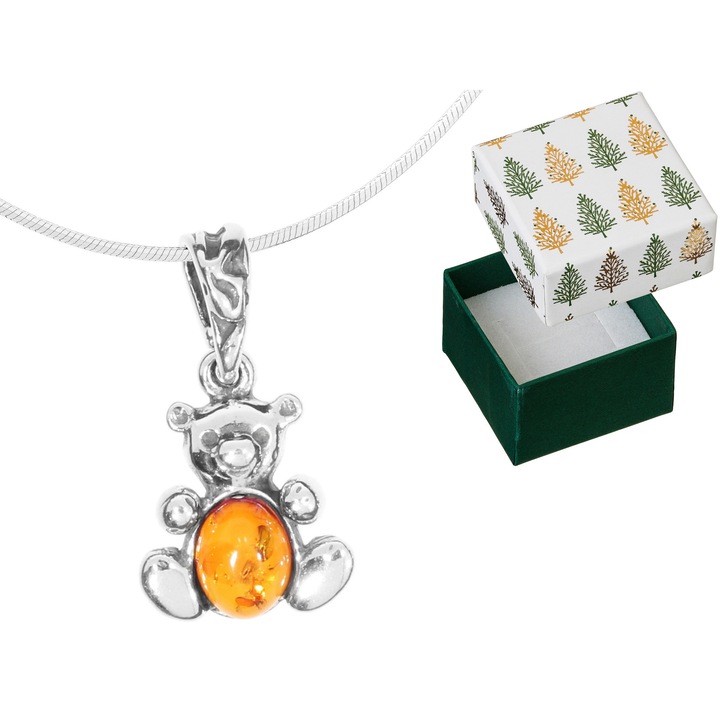 Colier scurt din argint cu bursuc, argint 925, oxidat, 42cm, set cu cutie cadou