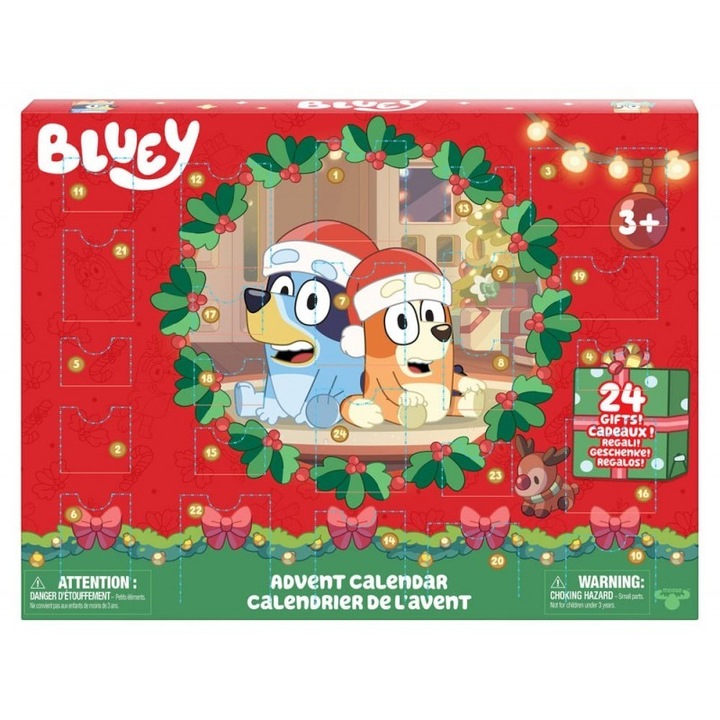 Set figurine Bluey Advent Calendar, MOOSE TOYS, mini figuri, 24 piese, albastru