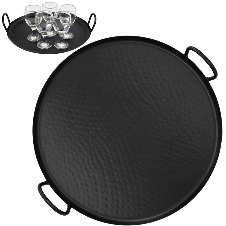 Tava Rotunda Neagra Mata 40 cm din Otel pentru Servire Bar