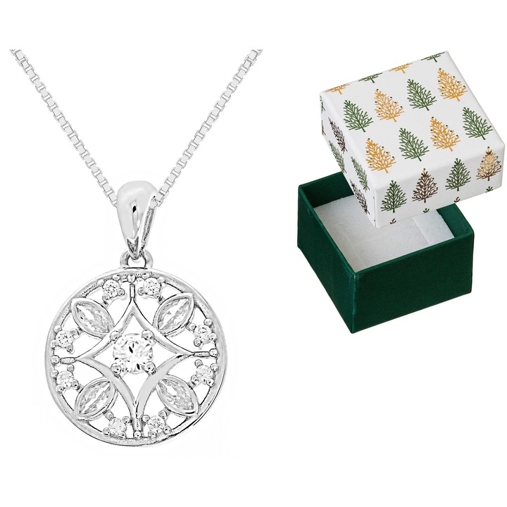 Colier dama, Siju, Argint, 90 cm, Argintiu, set cu cutie de cadou