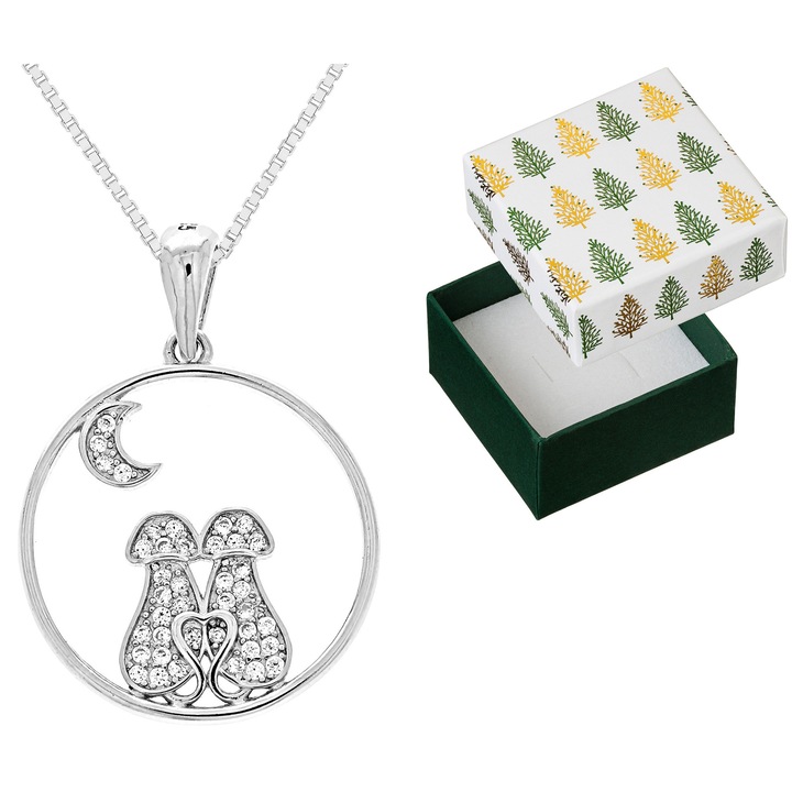 Colier dama, Siju, Argint, 35 cm, Argintiu, set cu cutie de cadou