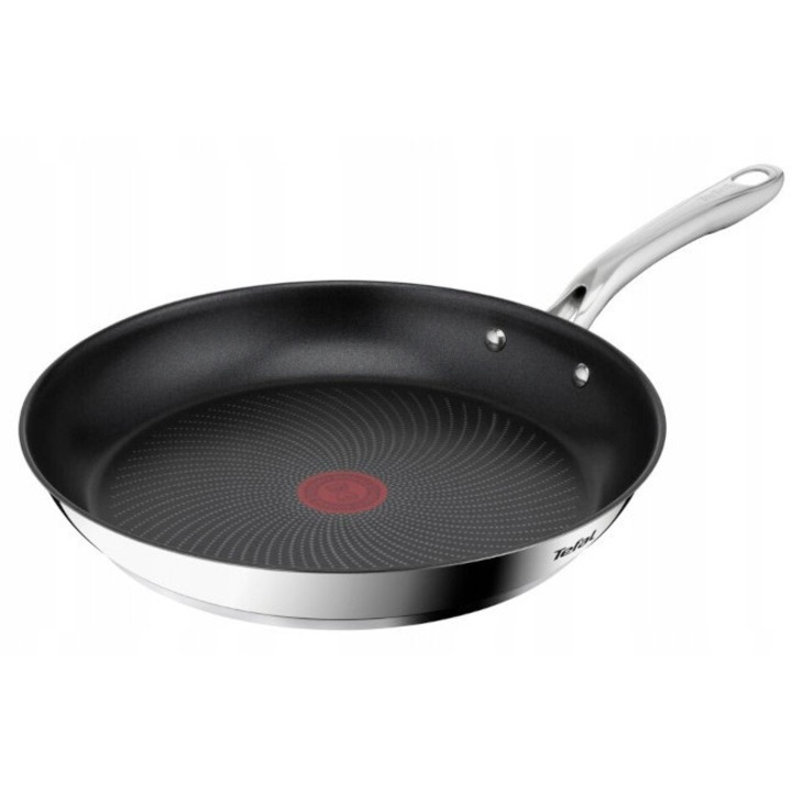Tigaie Tefal Infinite 30 cm, inox, neaderenta, Titanium, pentru toate tipurile de plite