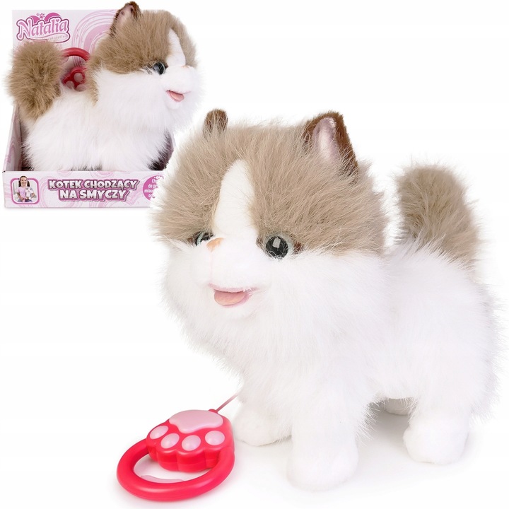 Ursulet interactiv de plus, merge si miauna, cu lesa