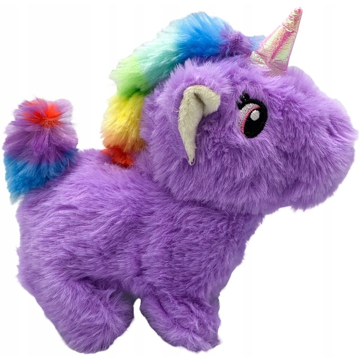 Unicorn interactiv pe baterii, merge, scoate sunete, jucarie mov