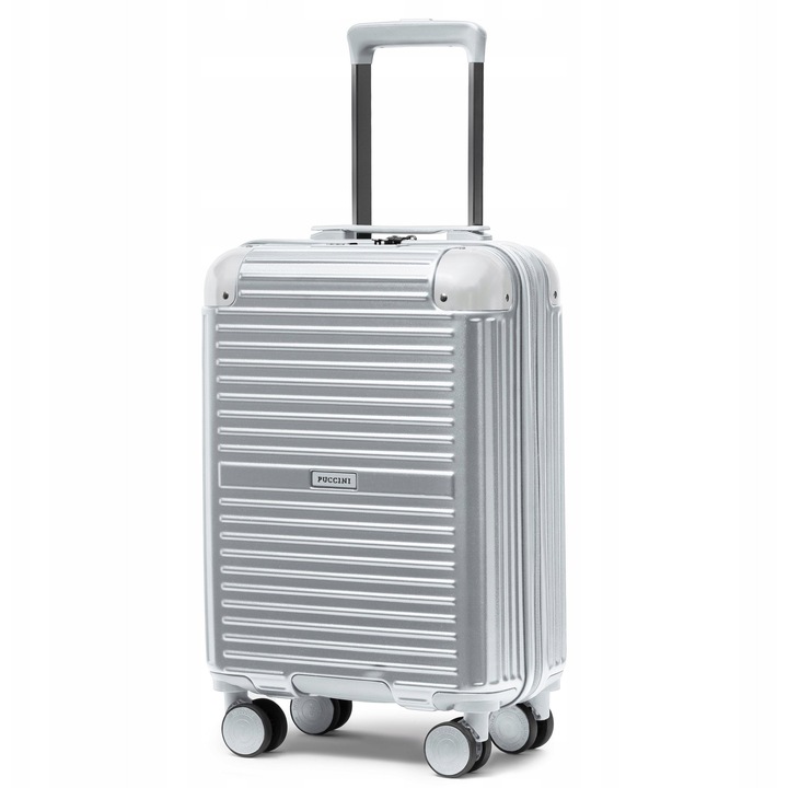 Valiza Cabina PUCCINI Dallas Ezüst, Polikarbonát, 54cm, TSA