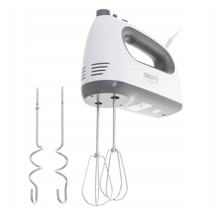 Mikser de mana 750W, 5 viteze, functie Turbo, 4 accesorii din otel inoxidabil, 21cm, set complet