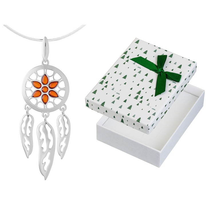 Colier dama, Siju, argint, 35 cm, argintiu, set cu cutie cadou