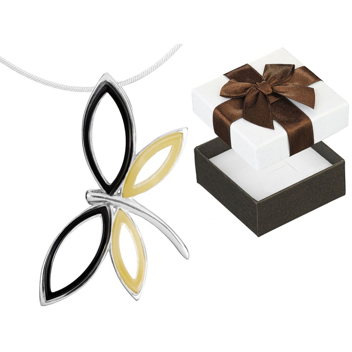 Colier dama, Siju, model minimalist, argint, set cu cutie cadou, 90cm