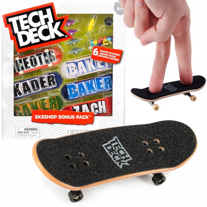 Set 6 Mini Skateboarduri Tech Deck Baker, Accesorii Incluse