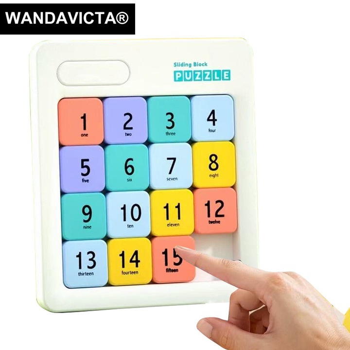 Mágneses 15 számos puzzle, WANDAVICTA, oktató játék ABS-ből, többszínű, 15x15cm