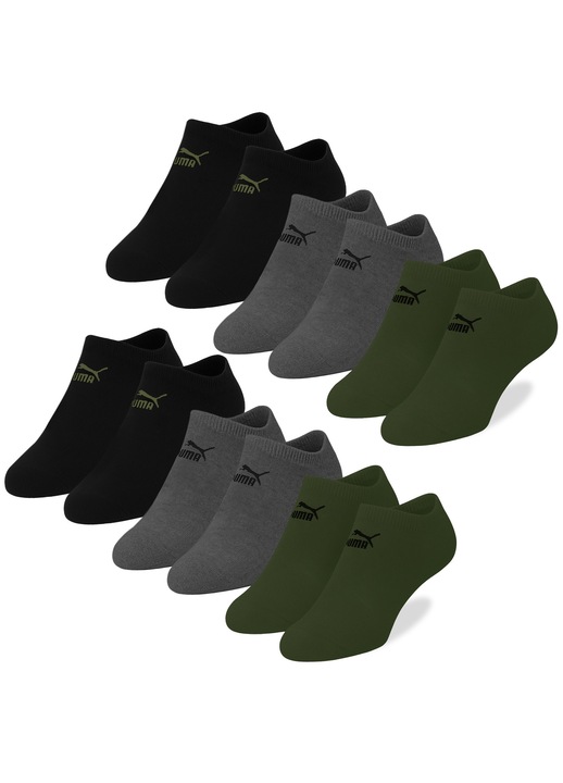Sosete barbati Puma, tip sneaker, bumbac, set 6 perechi, verzi mix, Multicolor, 43-46