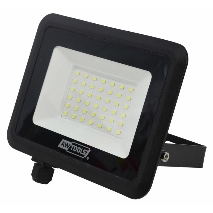 LED прожектор Awtools 30W, 2850lm, IP65, 120x160x20mm, бял