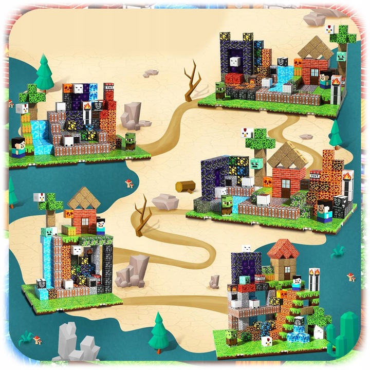 Строителен комплект, 100 елемента, 7 фигурки, многоцветен