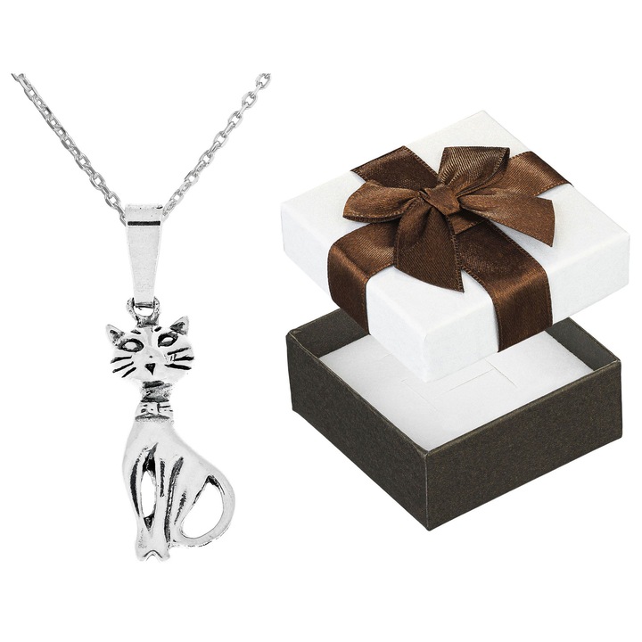 Colier dama, Siju, argint, 55 cm, argintiu, set cu cutie cadou