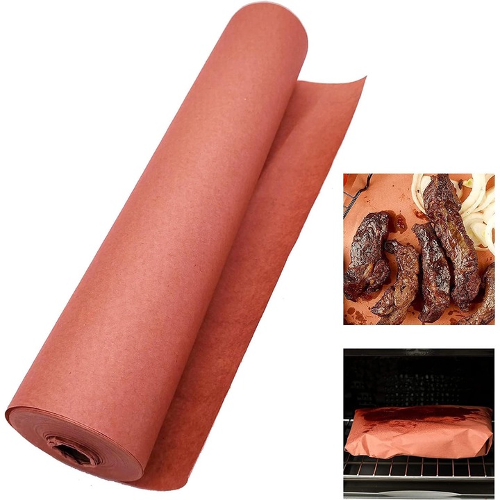 Hartie de macelar, roz, hartie kraft pentru gratar, 45 cm x 10 m, hartia originala de macelar pentru gratar, afumatoare, carne de peste, gratar, gatirea perfecta a mancarurilor suculente