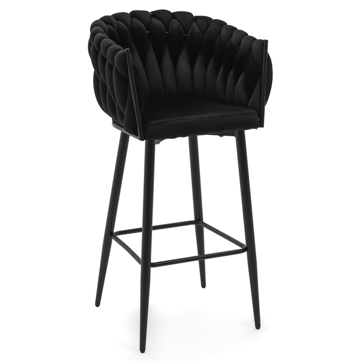 Бар стол, тапициран LATINA, черен, метал, 67x42см, комплект 1 бр