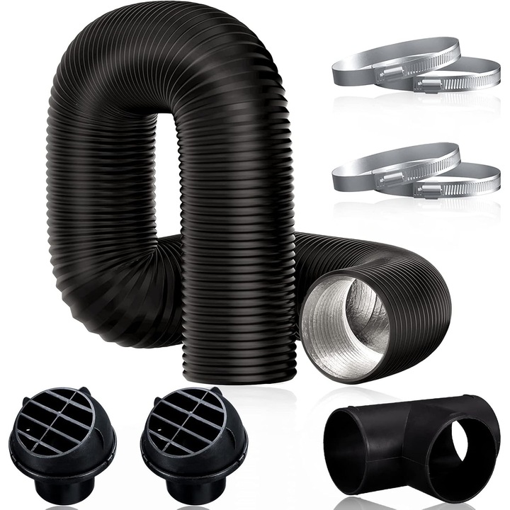 Capac pentru conducte de aer incalzit, 75mm, set complet, material premium, rezistent la temperaturi ridicate, pentru incalzitoare diesel