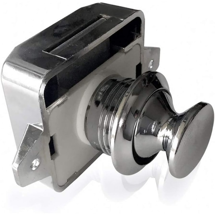 Buton de inchidere cu cheie, 54x45mm, Nickel Perla