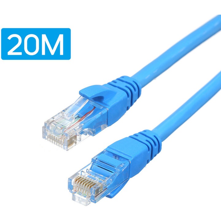 Cabluri Ethernet Cat 6, 20m, albastru, set de cabluri pentru retea