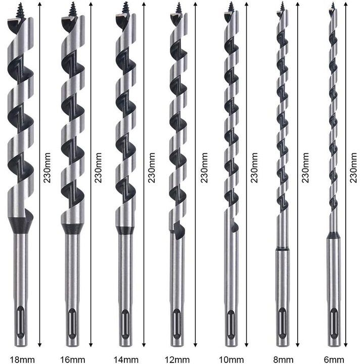 Set de 7 burghie Forstner, 6 dimensiuni, 6mm-16mm, lungime 230mm, pentru lemn si plastic