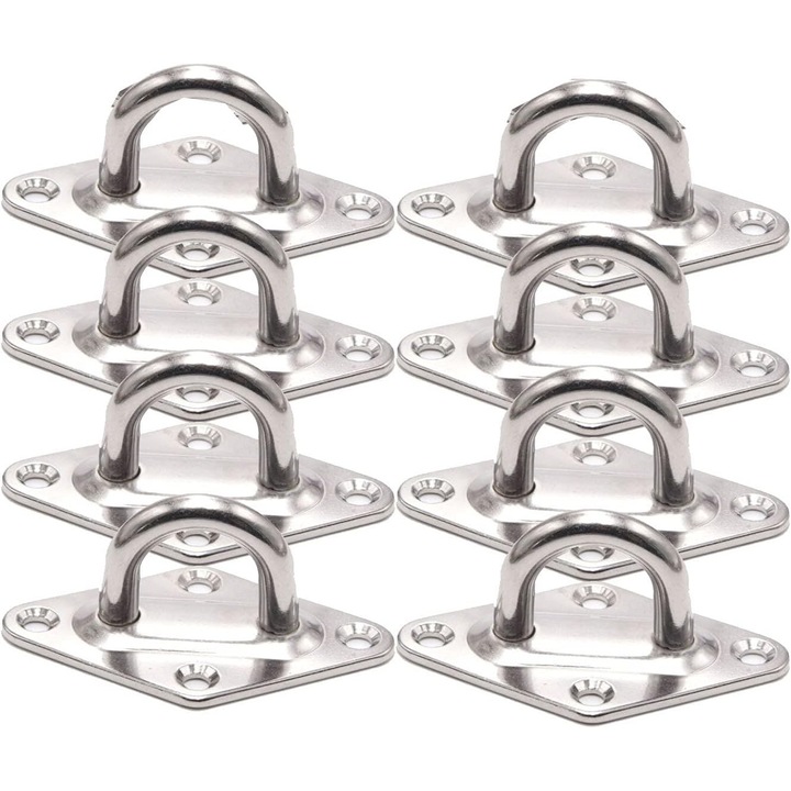 Set 8 inele de prindere din otel inoxidabil, capacitate 50 kg, pentru remorci, camioane, barci, dimensiune M5