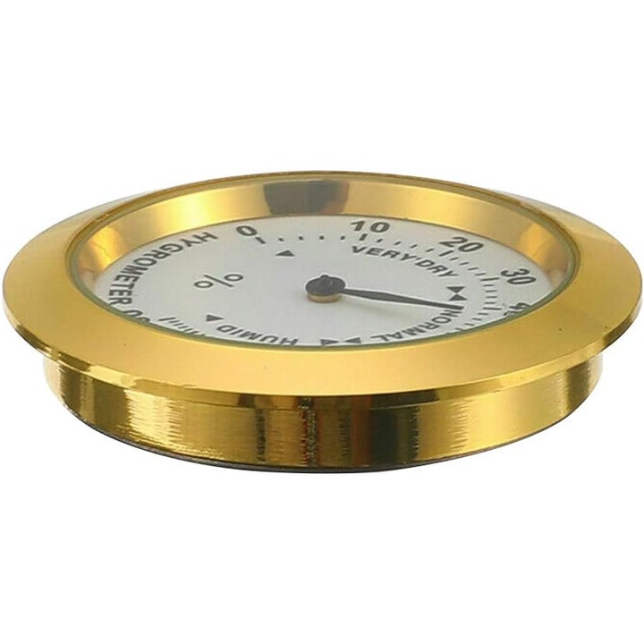 Higrometru analogic pentru tigari, rotund, din sticla, precis, pentru cutie de tigari