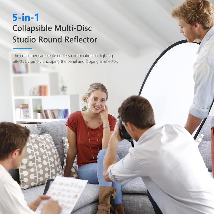Reflector 5-in-1, 60x90cm, multicolor, pentru studio foto