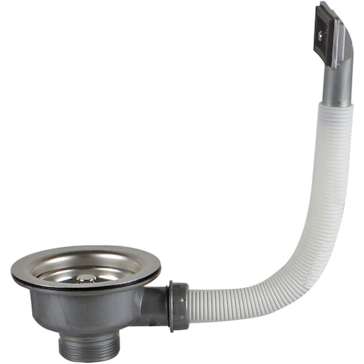 Scurgere chiuveta cu cos de supraplin patrat, 110 mm, otel inoxidabil, 1 1/2", set complet