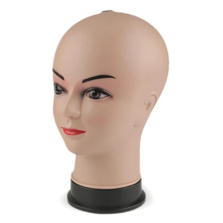Манекен глава за излагане на перуки и шапки, пластмаса, 26 x 13 см
