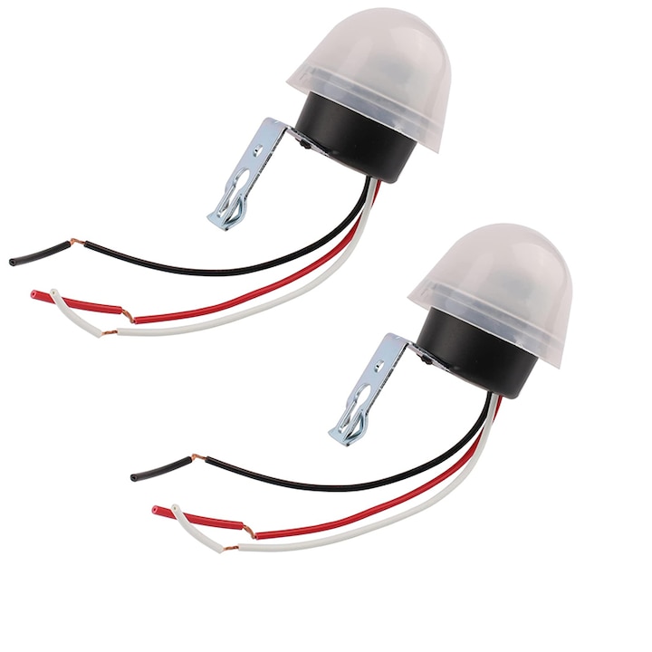 Senzor de Lumina Crepusculara 360˚ cu fotocelula pentru pornire/oprire automata (2 buc AC/DC 12V 10A), pentru Iluminat Exterior si Control Automat al Luminii