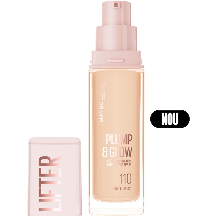 Fond De Ten Maybelline New York Lifter Plump&Glow pentru ten luminos, 110, 30 ml