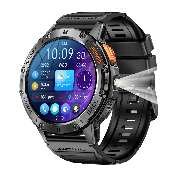 Смарт фитнес часовник Xmart HK65, AMOLED, SpO2, Always On Display, 2 каишки, Черен