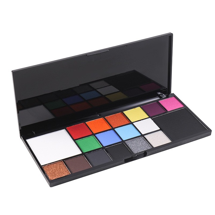 Paletta 18 Színű Arcfesték, Vízre Aktiválható, 18 x 8 x 1.4 cm, Többszínű, Stef's Cat