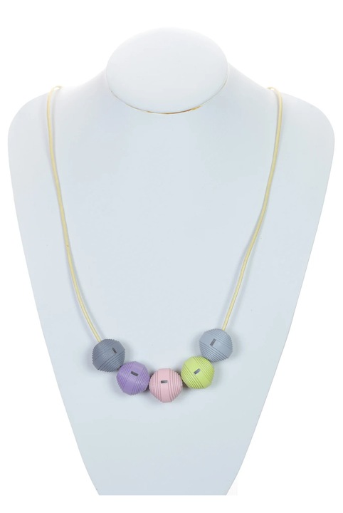 Colier din piele naturală, HAIART, snur lung, culori pastelate