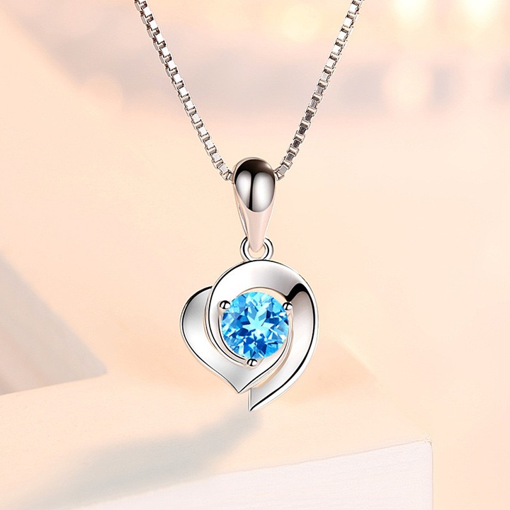 Lantisor cu pandativ, AVAMSI, argint 925 placat cu rodiu, zirconiu, lungime ajustabila 45-48cm