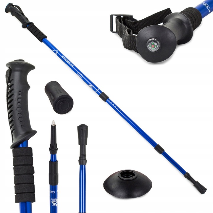 Bastoane Nordic Walking, lungime ajustabilă 63-135 cm, aluminiu, greutate redusă, set multi-vârfuri, culori diverse